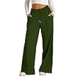 Oversized Wide Leg Sweatpants Women Elastic Drawstring Straight Leg Sweatpants Low Waisted Baggy Lounge Pants Pocket