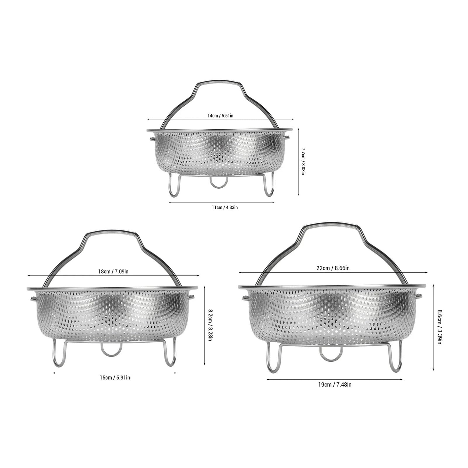 Générique Panier à Vapeur en Acier Inoxydable avec poignée Pliable, égouttoir for légumes et Fruits for la séparation du Riz de Soupe, Support Cuisson(18cm)