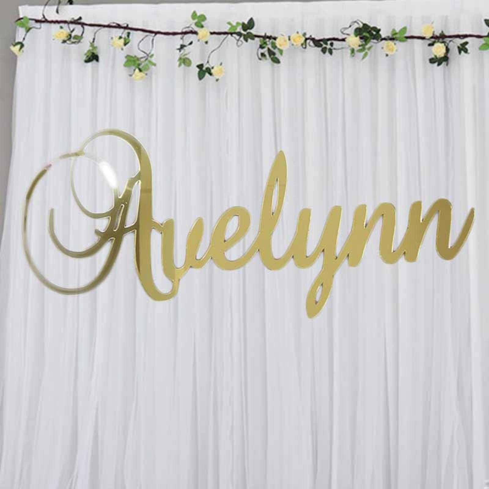 Letrero de acrílico personalizado espejo dorado jinfu nombre para colgar pared suministros bodas