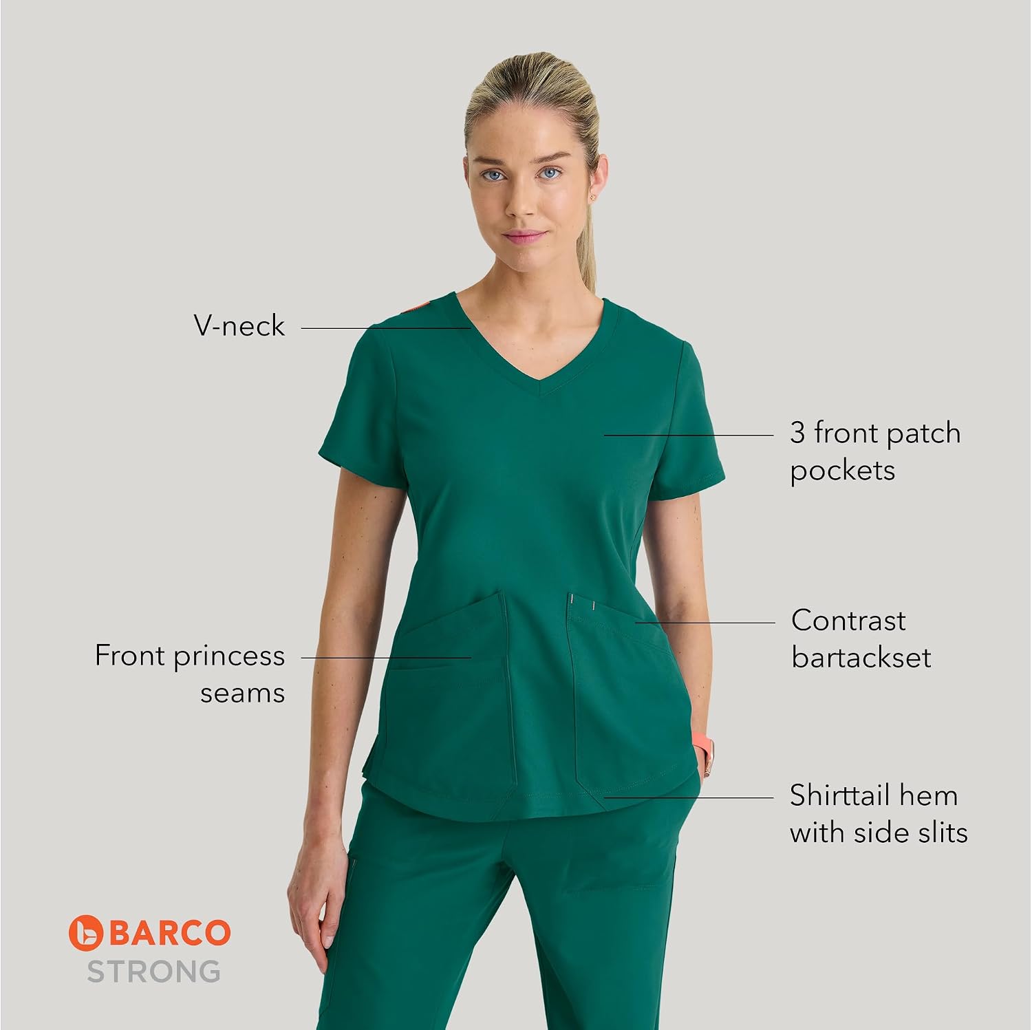 BARCO STRONG Zoe Classic Fit Scrub Top & Pant Set for Women – Up to 70°C Wash, Natural Stretch, Moisture Wicking, Anti-Static