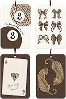 Vista 1 de Ambientador de Coche Retro con Lazos de Leopardo 4 Piezas, Accesorios de Coche con Estampado de Guepardo Bola 8 de la Suerte para Interior, Lazos