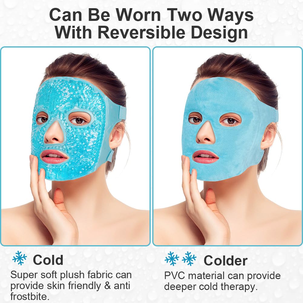 ACWOO Maschera Rinfrescante per Il Viso, Maschera per Occhi Riutilizzabile, Maschera Caldo Freddo per Occhi Gonfi, Occhi Stanchi, Mal Di Testa, Hangover, Emicrania (Blu)