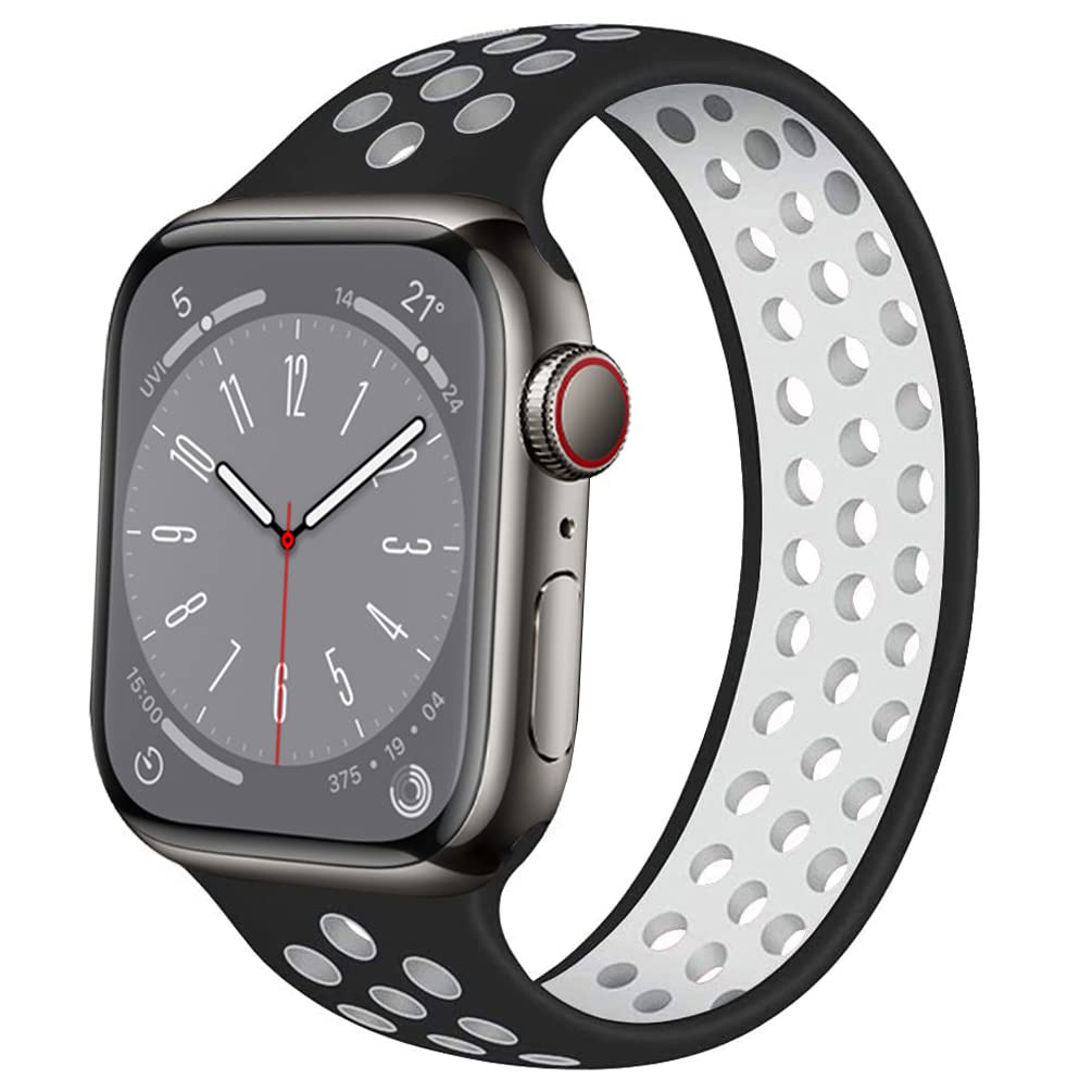 ALMNVO Sport Silicone Solo Loop Bands for Apple Watch Bands 49mm 45mm 41mm 44mm 42mm 40mm 38mm,Breathable Wristbands Replacement Strap no Clasp for iWatch Series Ultra SE 8 7 6 5 4 3 2 1