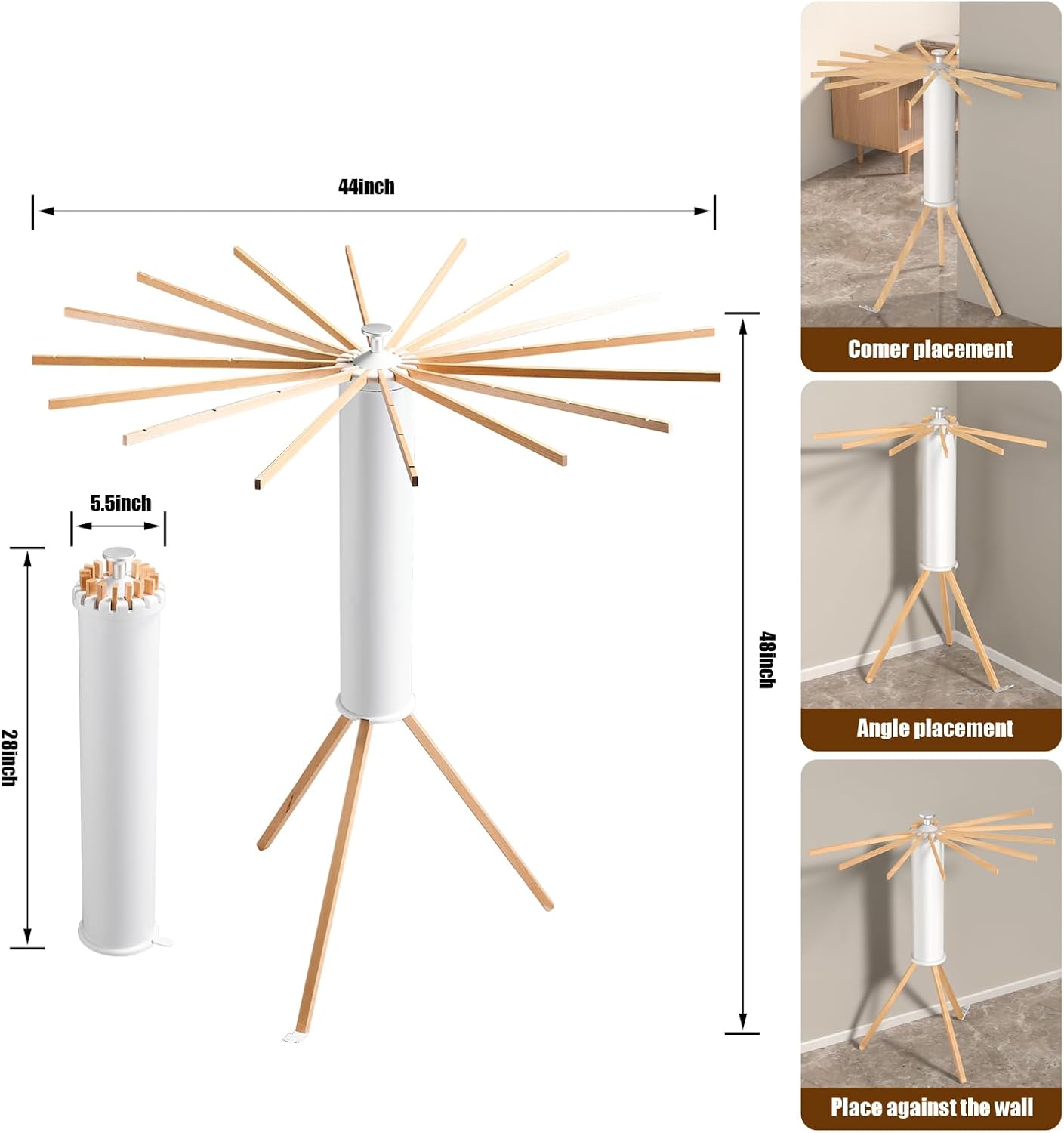 Foldable Clothes Drying Rack, Portable Garment Drying Rack for Indoor Outdoor, Space Saving Laundry Drying Rack, Sturdy Clothing Air Dryer Hanger for Balcony Bedroom Laundry Room