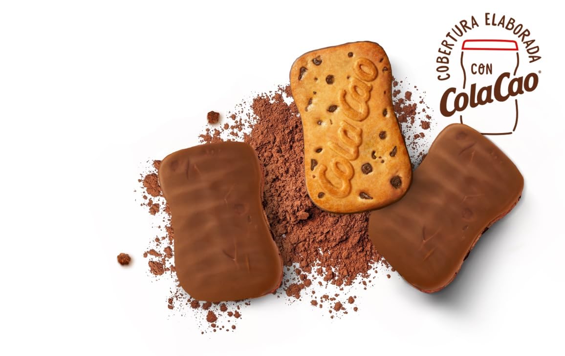 ColaCao Galleta Bañada en Cacao Natural con Pepitas de Chocolate 5 Packs 3 Unidades 157g