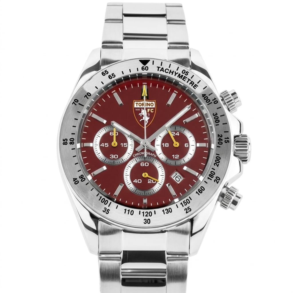 PRESTIGE & DELUXE Orologio da polso uomo Lowell Torino Cinturino Acciaio inossidabile - Quadrante 38 mm in è pregiato cofanetto + portachiave calcio