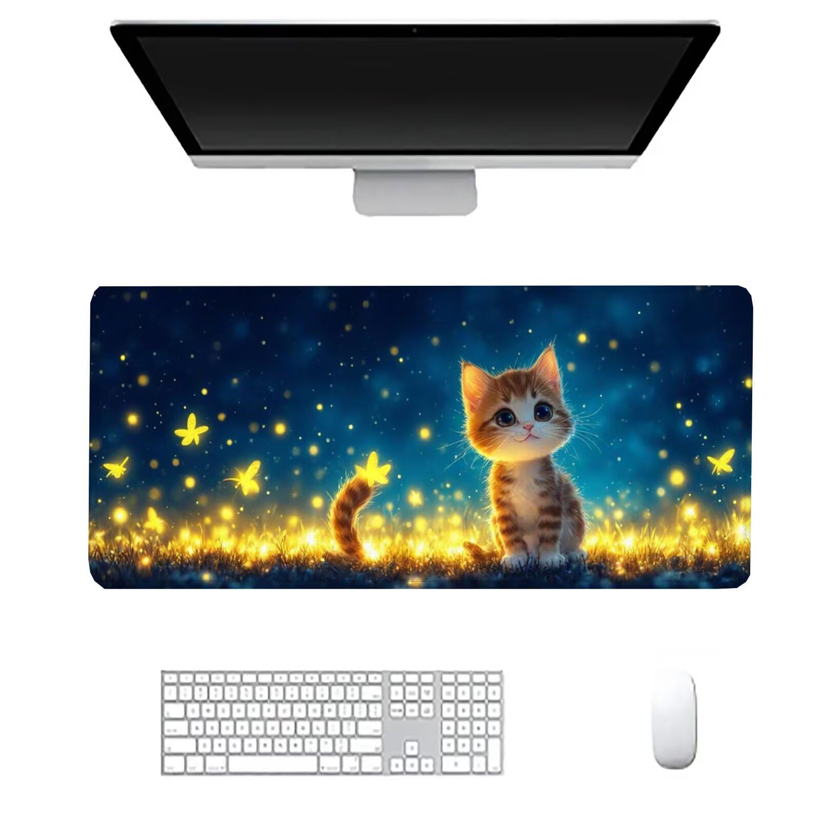 Alfombrilla Ratón Gato Alfombrilla Ratón Gaming XXL 1200x600x3mm Accesorios Escritorio,Antideslizante Mousepad Animal Tapete Escritorio Infantil,para Alfombrilla Pc Teclado Ratón J778
