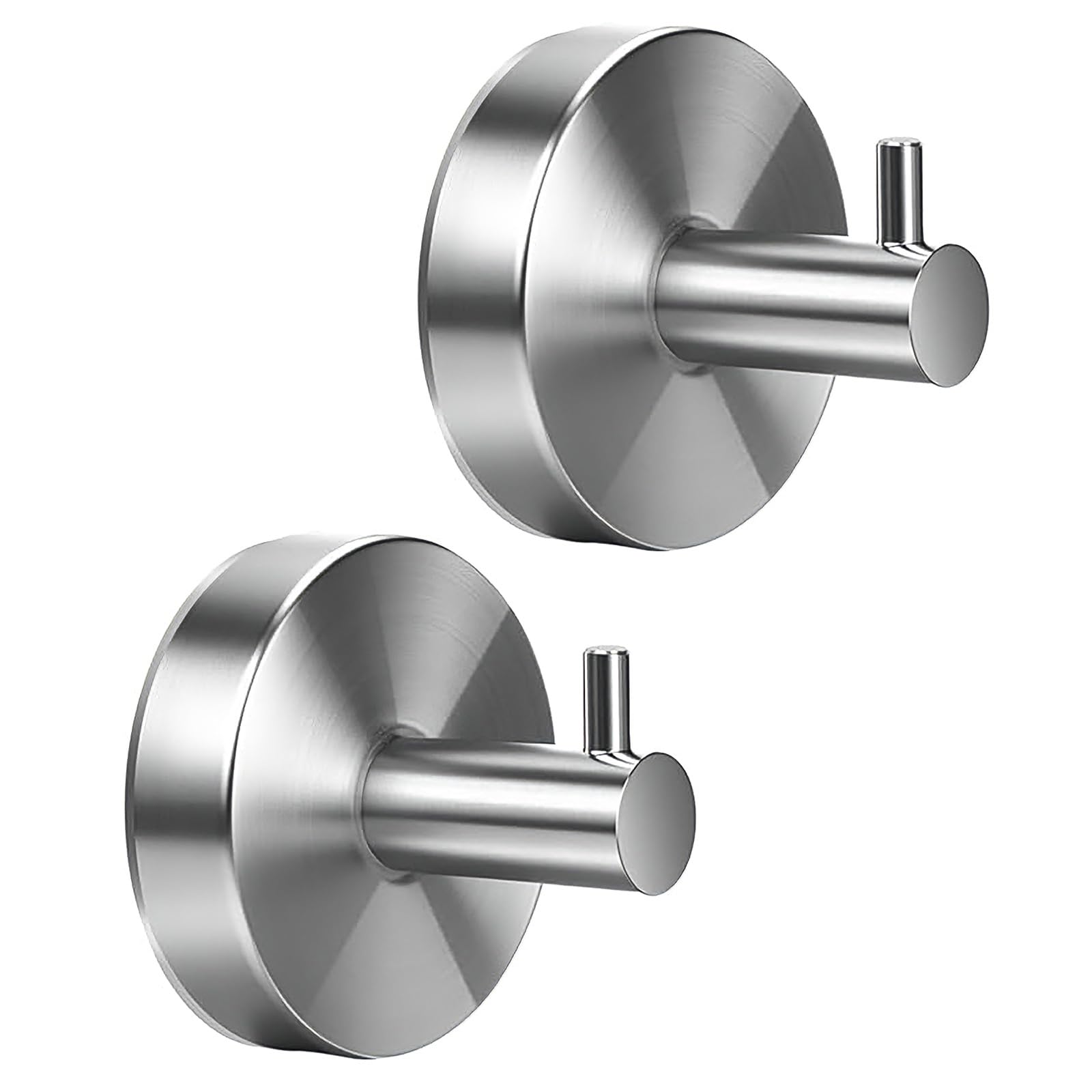 2 Pcs Stainless Steel Suction Cup Hook, No Drill Towel Hooks Holder Silver