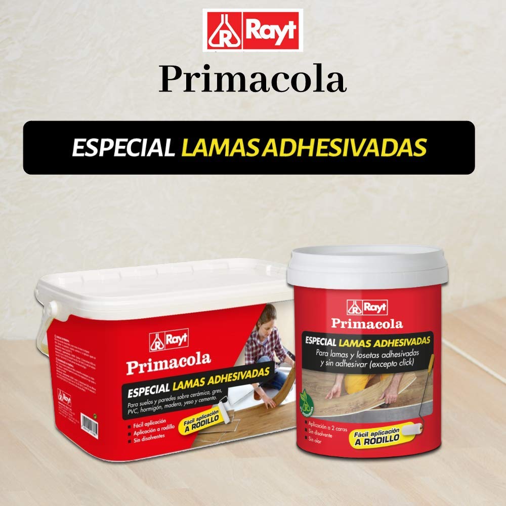 Rayt 1950-09 Primacola C-50 especial lamas. Adhesivo de aplicación a dos caras especial para lamas y losetas en suelos y paredes de interior. SIN disolventes. 1kg.