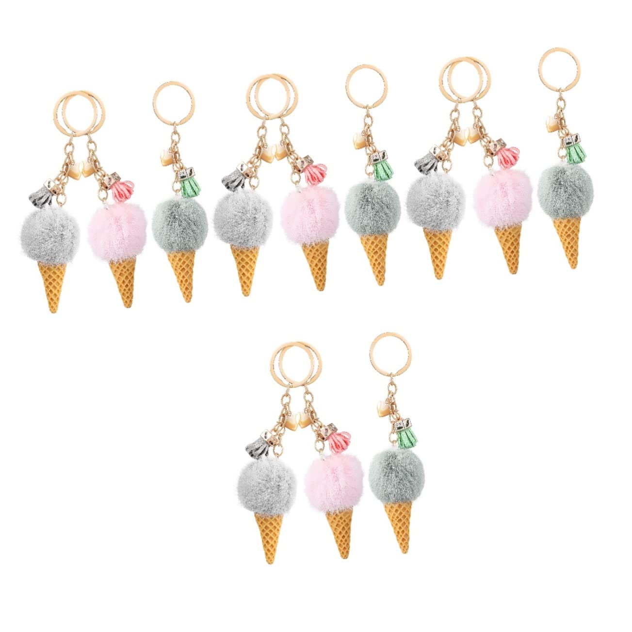 ABOOFANABOOFAN 12 Pcs Key Chain Kids Key Chains Backpack Keychain Kids Keychains for Backpacks Ice Cream Key Chain Pendant Plush Key Ring Women Keychains Backpack Keychains Backpack Key Pendant