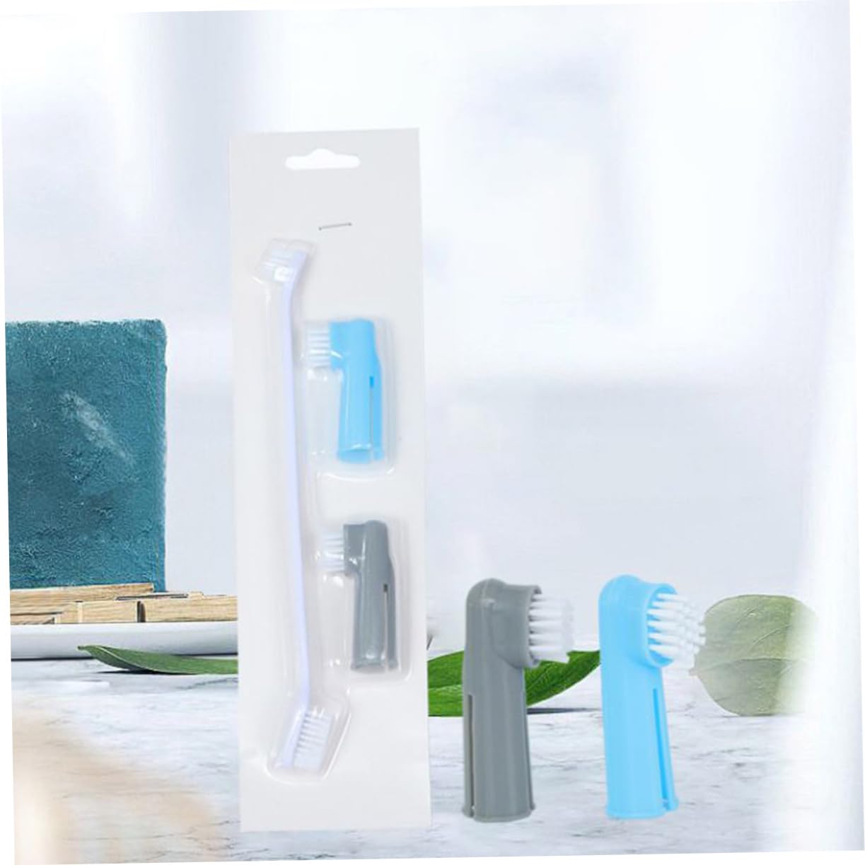 GALPADA Professional Dog Cat Toothbrush Set 9pcs Pet Cleaning Kit Dual-Ended Brush Pet Oral Care Fingertip Toothbrush