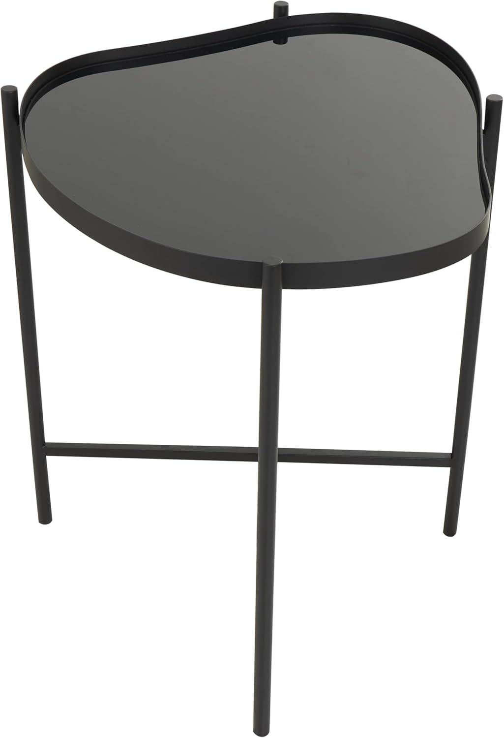 Deco 79 Metal Side End Accent Table Abstract Wavy End Table with X-Shaped Base, Side Table 19" x 19" x 21", Black