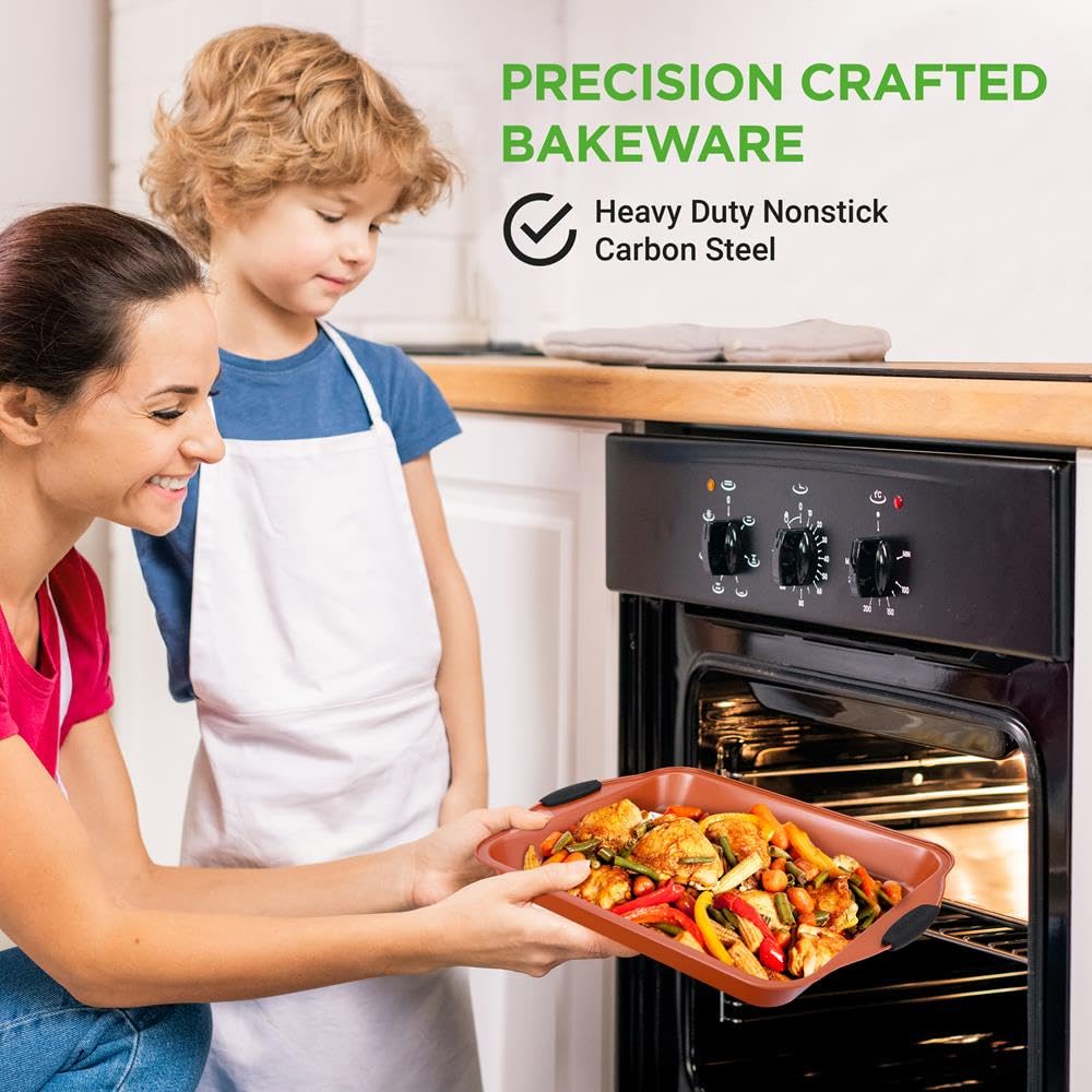 NutriChef Backformen Set 8-teilig, Antihaft mit Silikongriffen- Stapelbar & Spülmaschinengeeignet, Für Kuchen Muffins Brot & Springform, Ideal für Hobbybäcker, Familien und Partys
