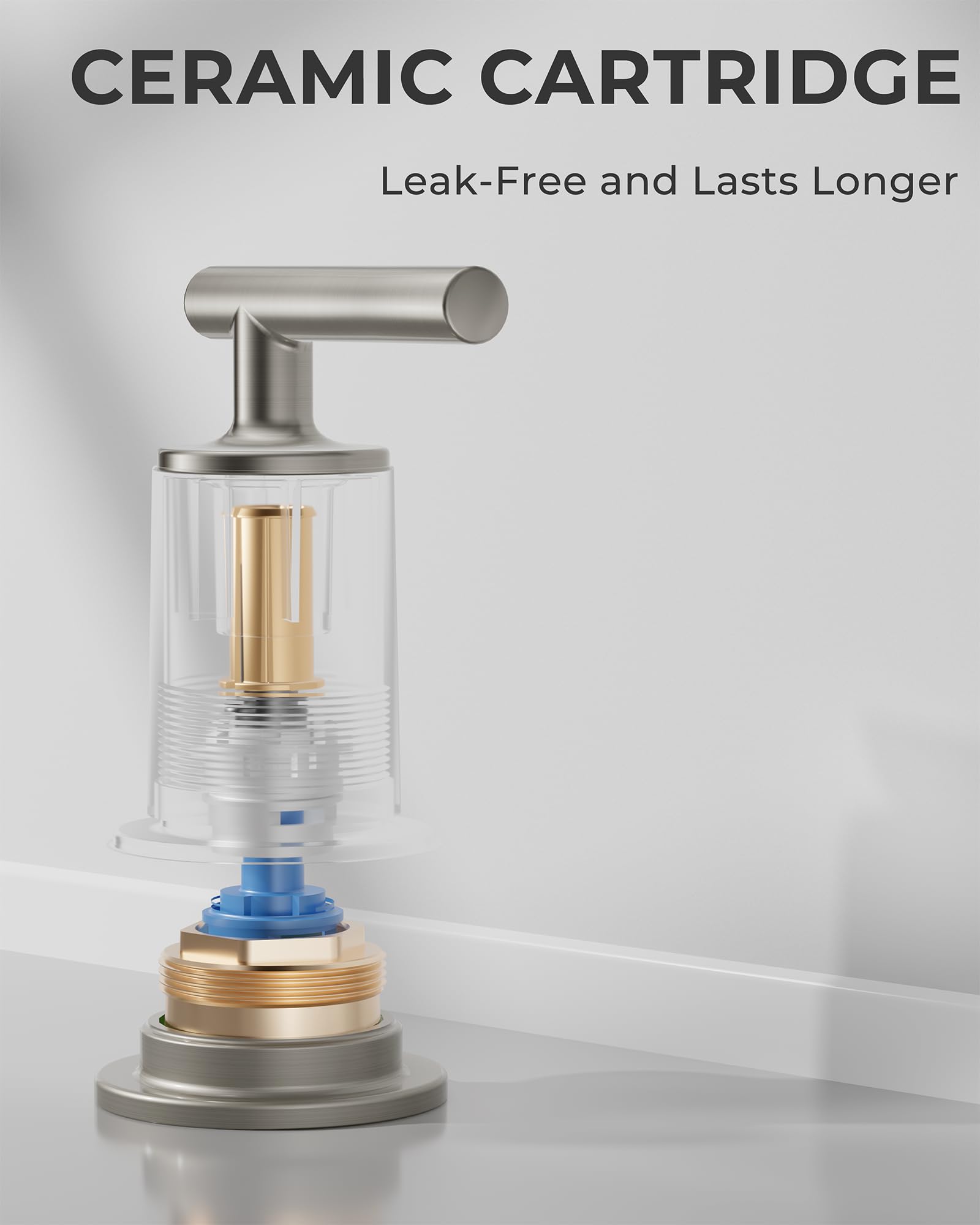 VXV Brushed Nickel Bathroom Faucet 3 Hole 8 Inch Widespread Bathroom Sink Faucet 2-Handle Bath Vanity Faucets with — view 5