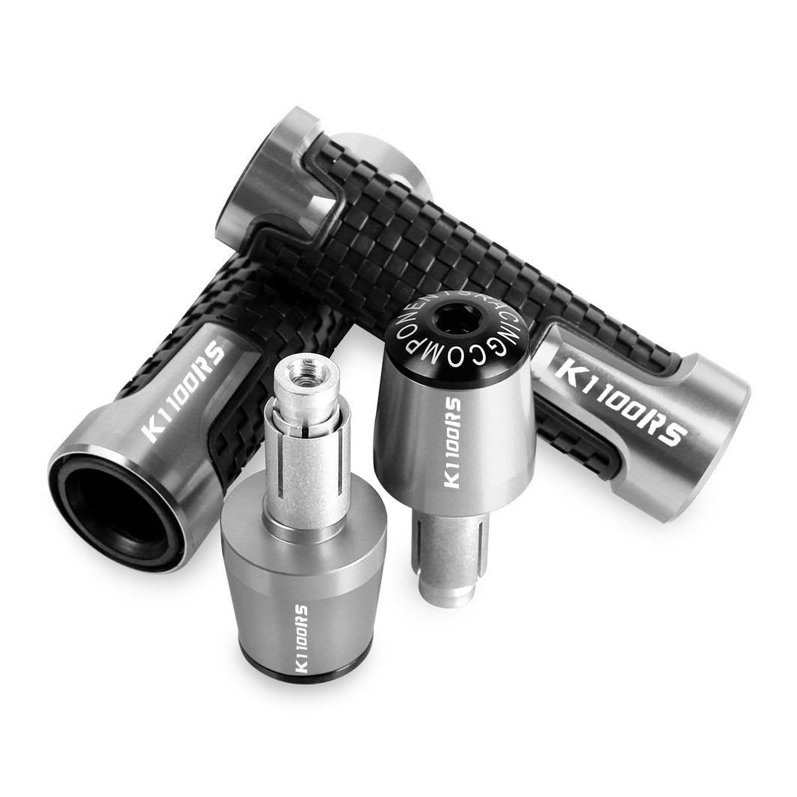 manopole per Manubrio Moto per K1100RS 1993 1995 1999 2000 2001 2002 2003 2004 Manopole Manubrio CNC estremità Peso Impugnatura Manubrio Anti Vibration Silder (Colore : B Silver)