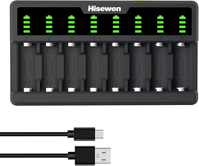 Arlo Battery Charger for CR123A Rechargeable Battery, 8 Bays CR123a Battery Charger Compatible with Arlo Wireless Cameras VMC3030 VMK3200 VMS3330 3430 3530 and Flashlight (Not Included Batteries)