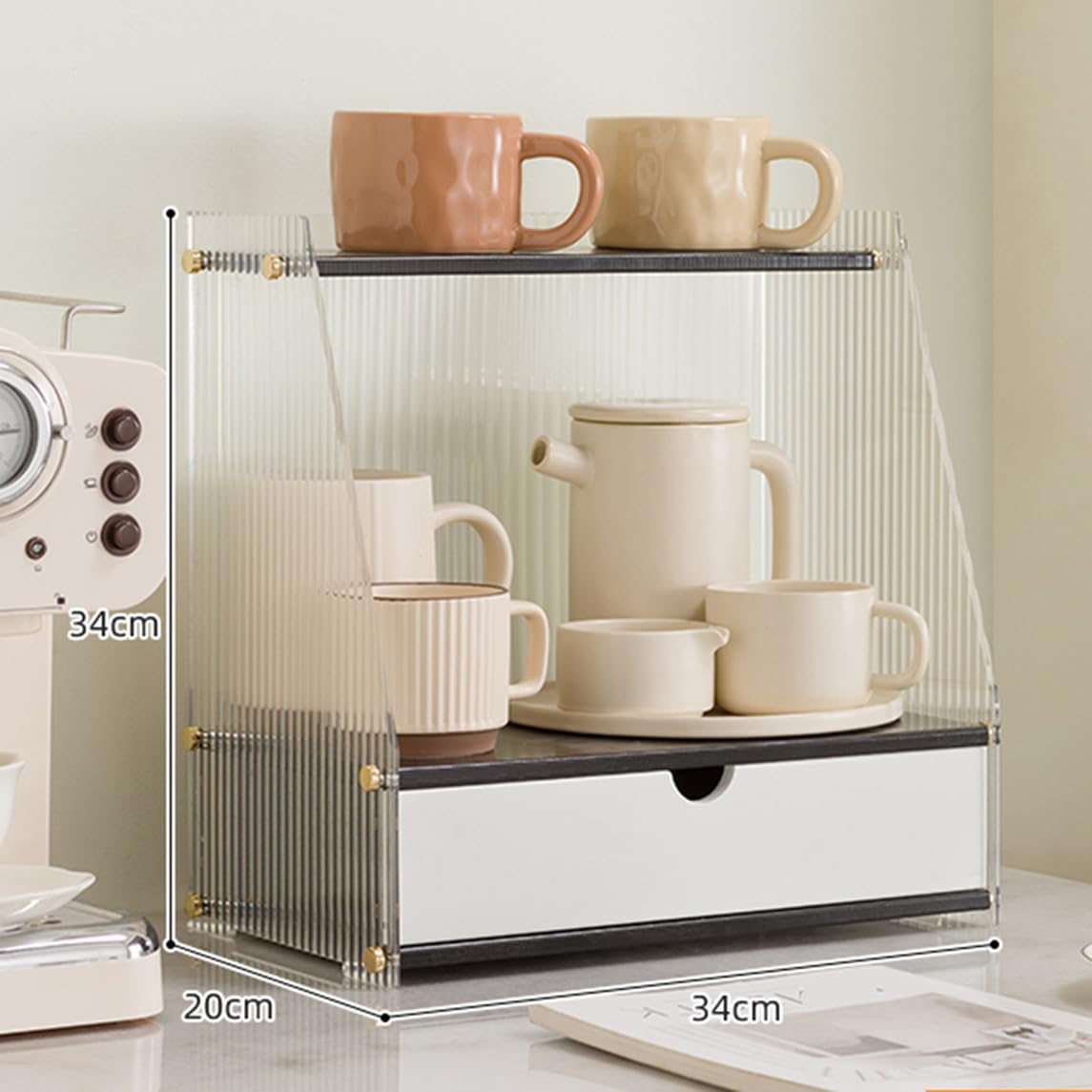 Amazon｜MJKQ9 カウンター上収納 大容量 多機能 食器棚 ミニ 34*20*34