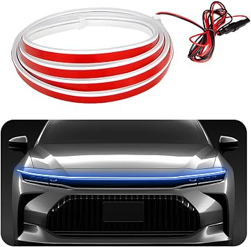 Car Hood Light Strip, 59 Inch Car Hood LED Daytime Running Light Strip with Fuse Protection, Flexible Dynamic Scan Start up Light Strip for Car SUV Truck, Car Accessories Blue