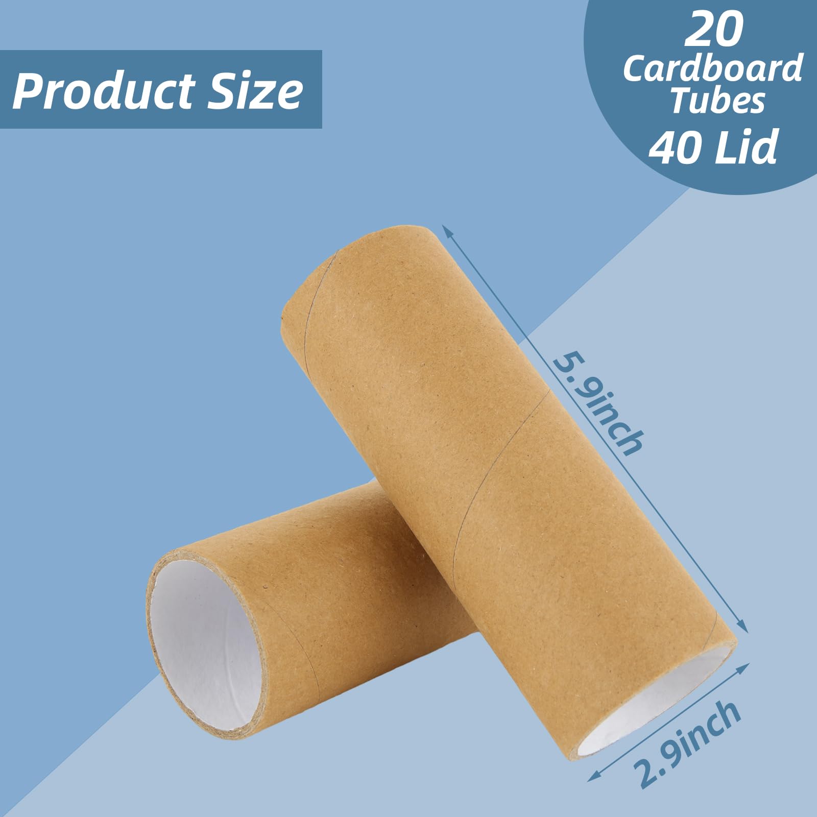 CYEAH 20 tubi per spedizioni con tappi per poster di imballaggio, tubi rotondi in cartone da 7,6 x 15,2 cm, per artigianato, rotoli di carta igienica marrone per artigianato, tubi di cartone vuoti per