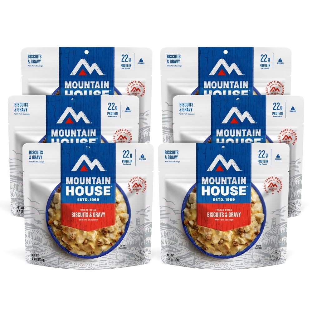 Mountain House Biscuits & Gravy | Freeze Dried Backpacking & Camping Food | 6-Pack Mountain House Biscuits & Gravy | Freeze Dried Backpacking & Camping Food | 6-Pack