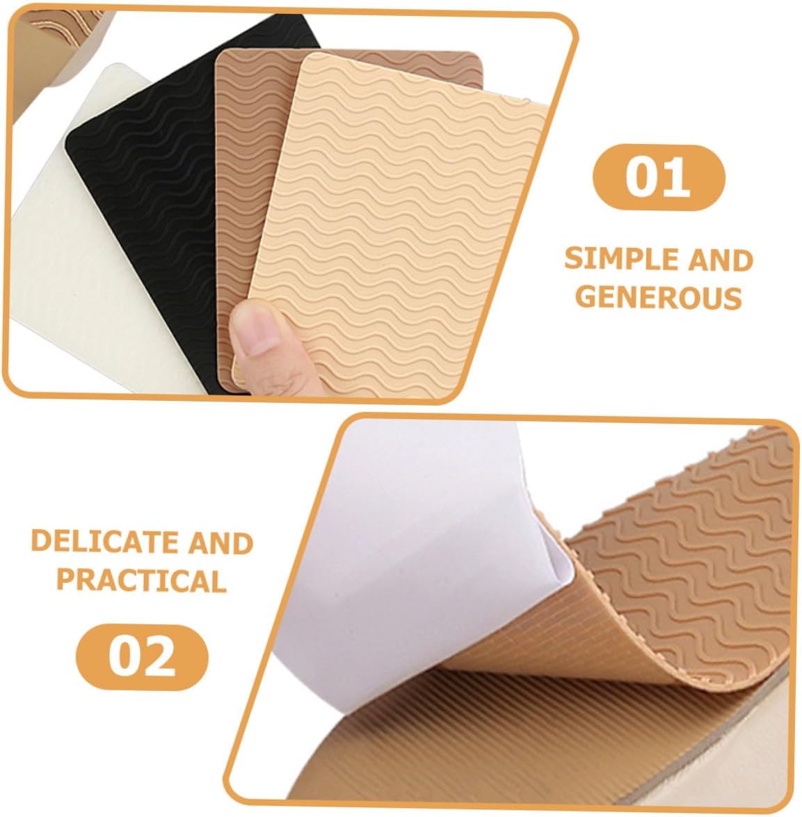 Ciieeo Adhesive Non-Slip Shoe Sole Pads 8 Pieces Black Beige Khaki Set, High Heel Anti-Skid Stickers for Shoe Bottoms, Waterproof Protection for Women’s Footwear