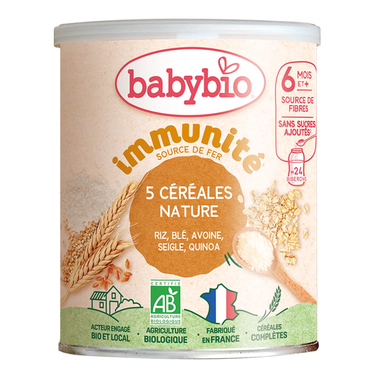 Babybio 3 céréales nature 6 mois et + 220g