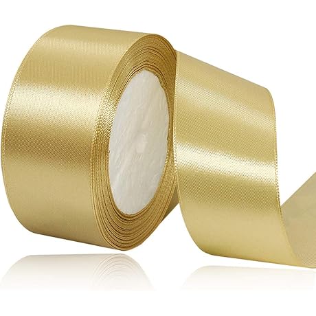 Good Solid Color Gold Satin Ribbon for Crafts and Sewing