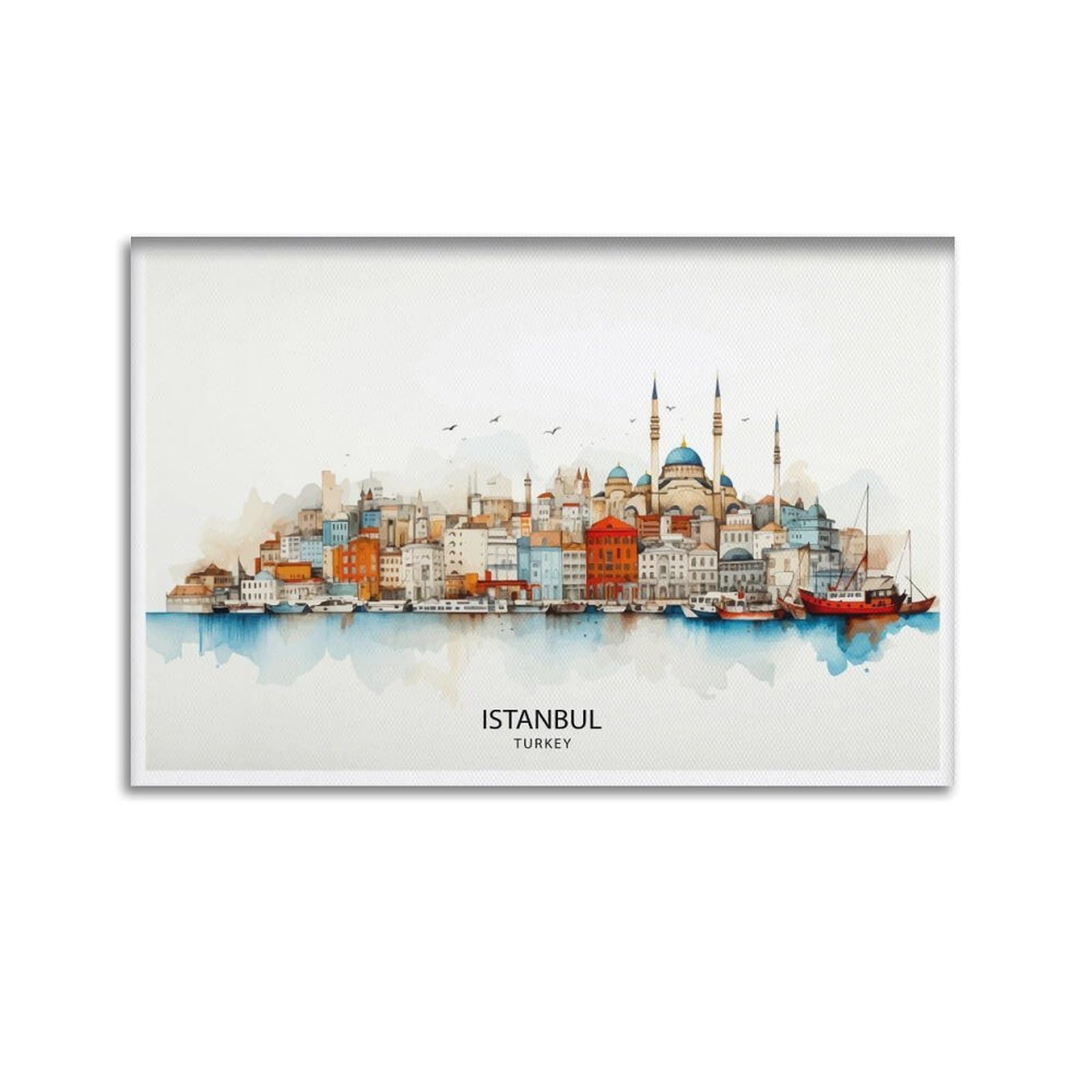 Istanbul Turkey Skyline Historic Cityscape Bosphorus View Turkish Urban Iconic Landmarks Canvas Poster Wall Art Prints Room Aesthetic Murals Bedroom And Living Decorations 24x36inch(60x90cm)