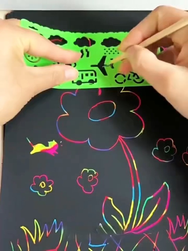 64 Pezzi Scratch Art Per Bambini – Animali Marini, Fogli Neri Da Grattare Con Penna In Bambù E Corda, Attività Creativa Fai Da Te - 2