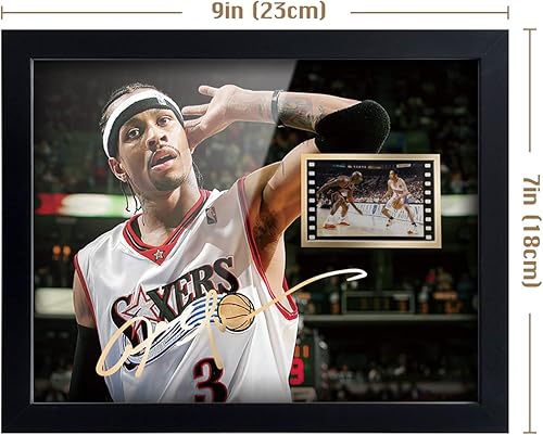 Miniatura 5 de ORIMAMI Póster firmado de jugador de baloncesto Allen Ezail Iverson enmarcado con foto de 8x6 pulgadas y mini celda de película de 1x35mm, regalos