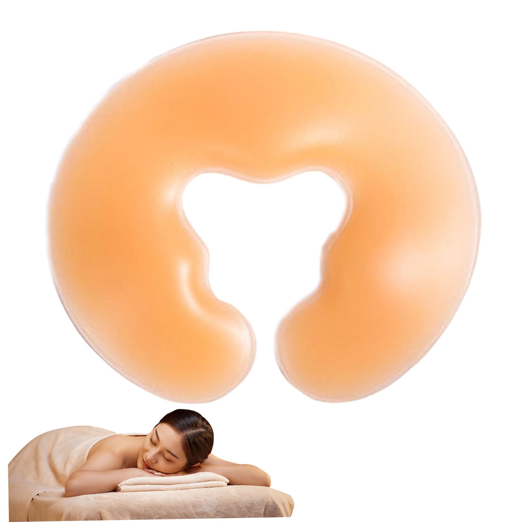 Wedhapy Spa Pillow U-Shaped Silicone Massage Pillow Soft & Comfortable Face Down Gel Prone Safe Facial Support with Hard Base for Massage Chairs, SPA Bed