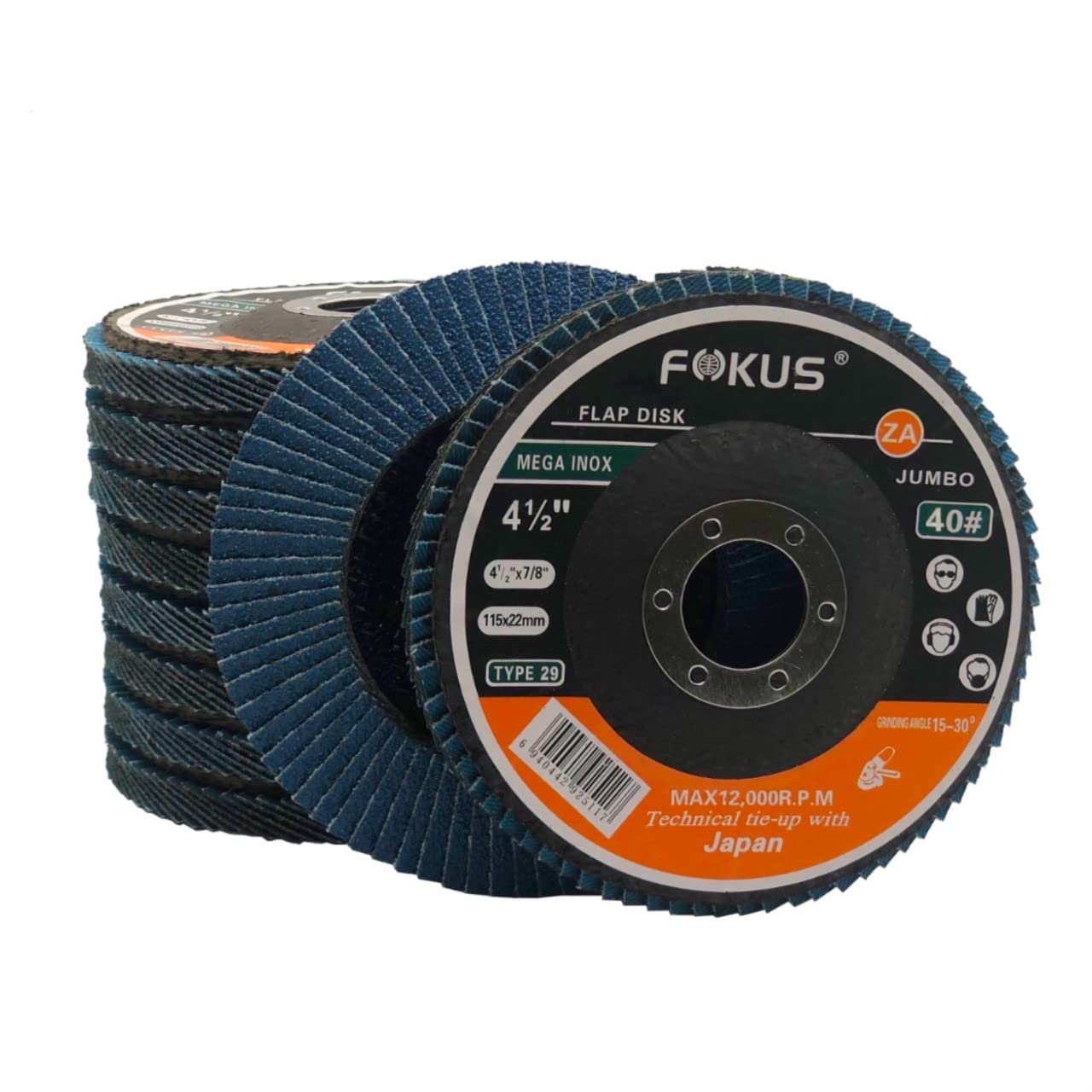 UPWOOD 10 Pack 4-1/2" X 7/8" Extended Flap Ceramic Discs, Type 29 - View #2