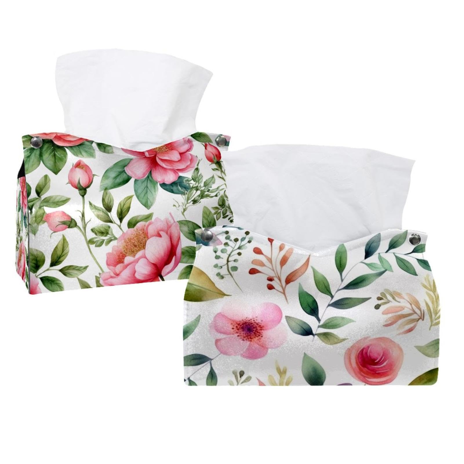 Housse de boîte à mouchoirs rose fleurie pour support décoratif de salle de bain