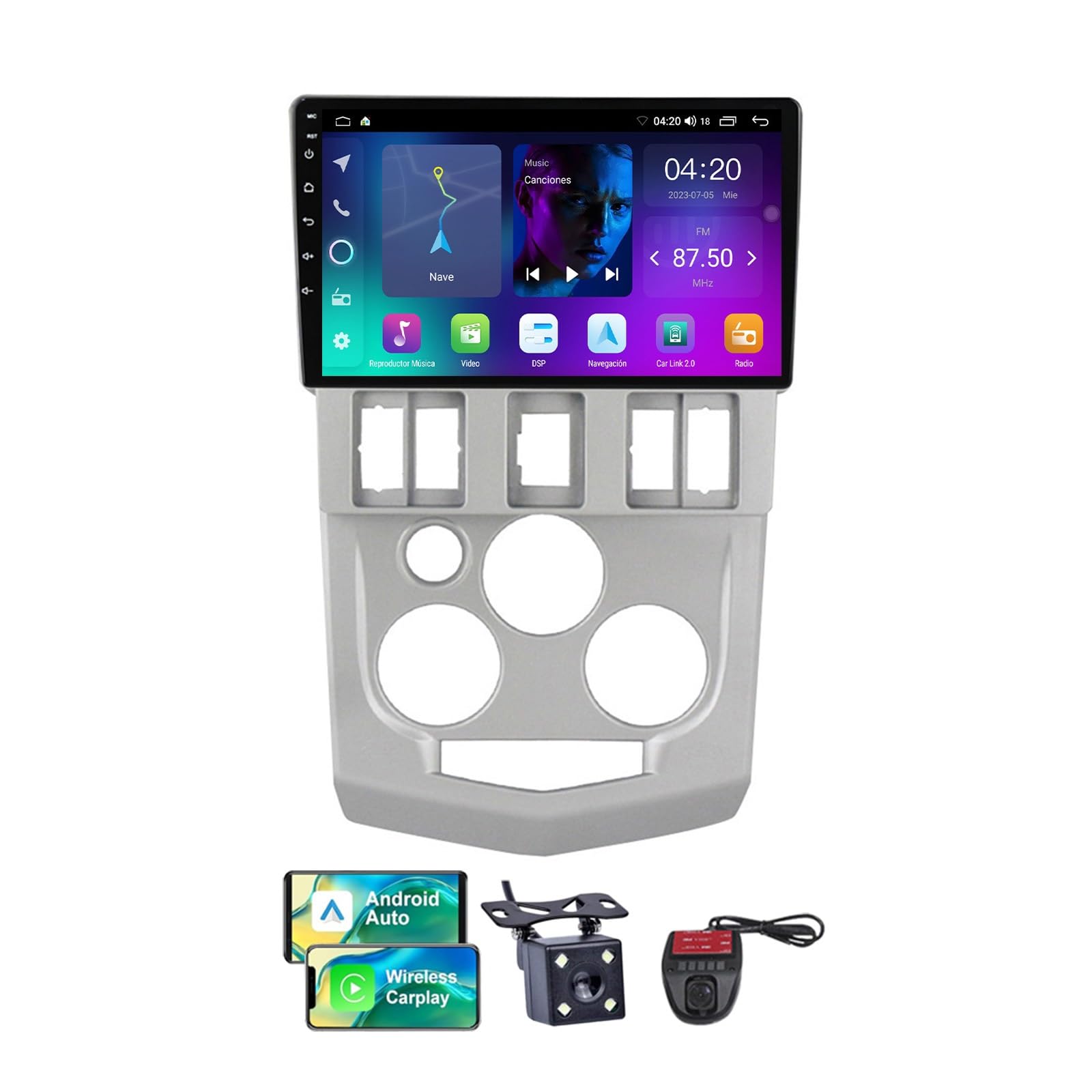 Autoradio Android 13 Renault Logan avec Android Auto tactile 9" et caméra de recul NF-1