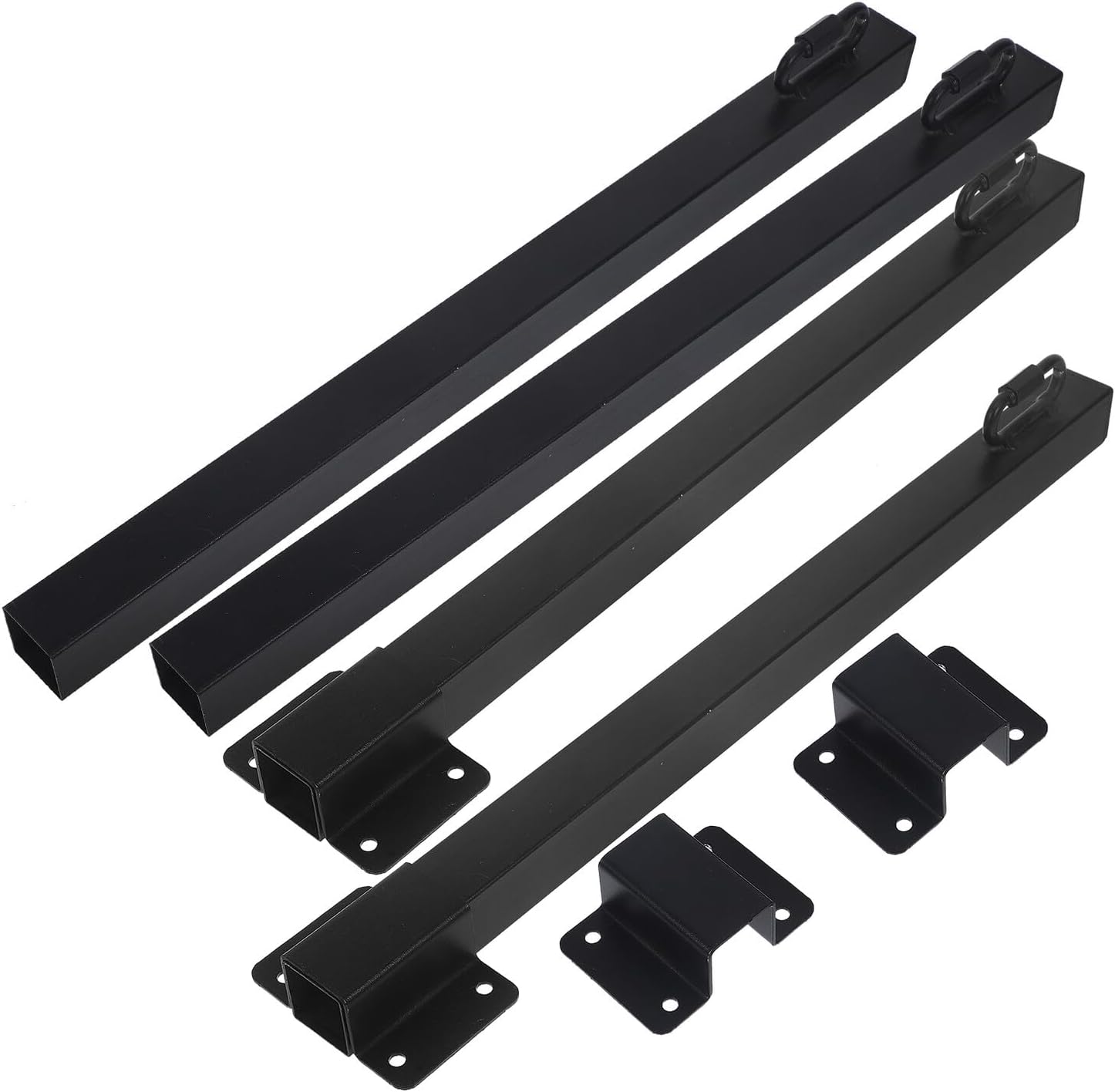 4pcs Outdoor Metal Light Poles for String Lights 40cm Square Tube Hanging Support Rods for Patio Garden Fence with Bird Feeder Mount