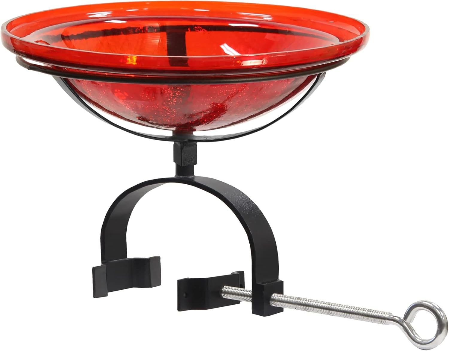 Achla Designs 201-1024 12" Red Crackle Glass Rail Bracket Birdbath