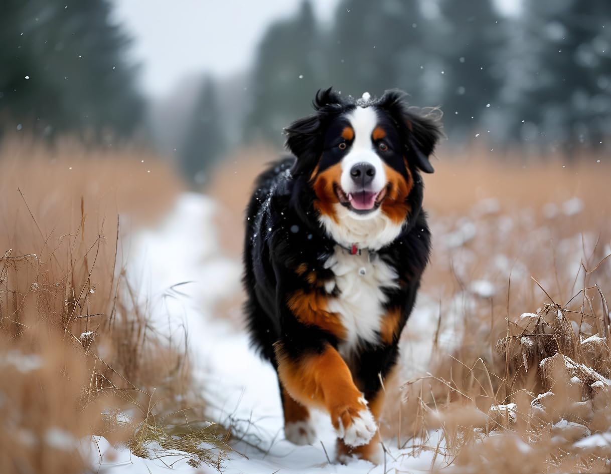 Bernese Mountain Dog Puzzle for Adult 1000 Pieces - Holiday Winter Dog Jigsaw Puzzles Home Decor Challenging Educational Fun Games Children Decompress Toys Best Gift for Dog Lovers