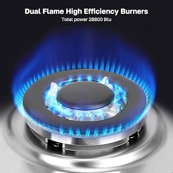 ThermoMate Light 30 Inch Gas Cooktop, Built In Gas Rangetop with 5 High Efficiency Burners, NG/LPG Convertible Stainless Steel Gas Stove Top with Thermocouple Protection, 120V AC