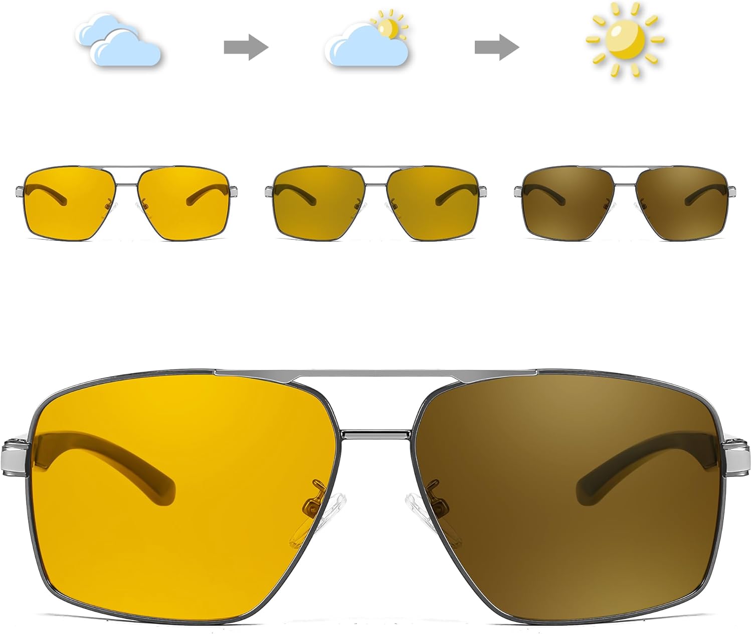 FEISEDY Polarized Photochromic Sunglasses for Men Women, Day Night Driving Safety Glasses B4144 - Image 2