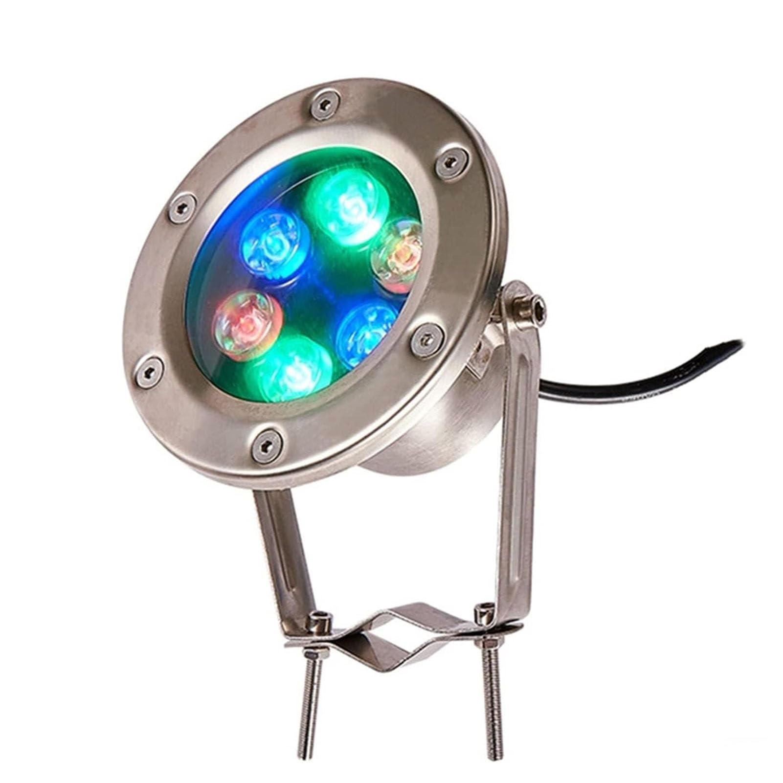 YUANCHUTOP Submersible LED Fountain Lamp - Underwater Pond Lights AC 24V, Pool Lights Clip-on Bracket, IP68 Waterproof Stainless Steel RGB Spotlight, for Garden Courtyard Lighting(Blue,3W)
