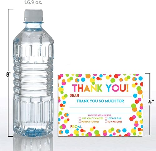 Miniatura 4 de AmandaCreation - Notas de agradecimiento de cumpleaños de arcoíris con lunares para niños, 10 tarjetas de relleno en blanco de 4 x 5.5 pulgadas con