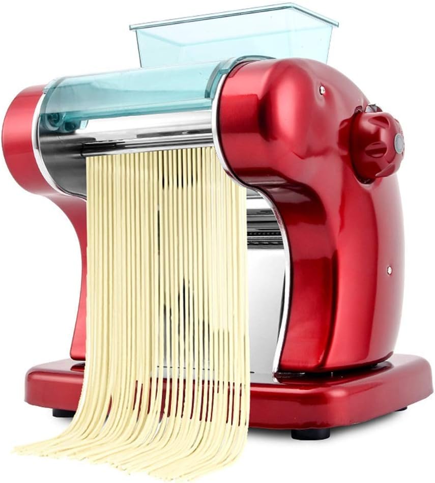 Pasta Machine Pasta Maker 220V Electric Noodle Press Machine Spaghetti Commercial Stainless Steel Dough Cutter Dumplings Roller Noodles Hanger 6 Speed Adjustable Thickness Setting Automatic