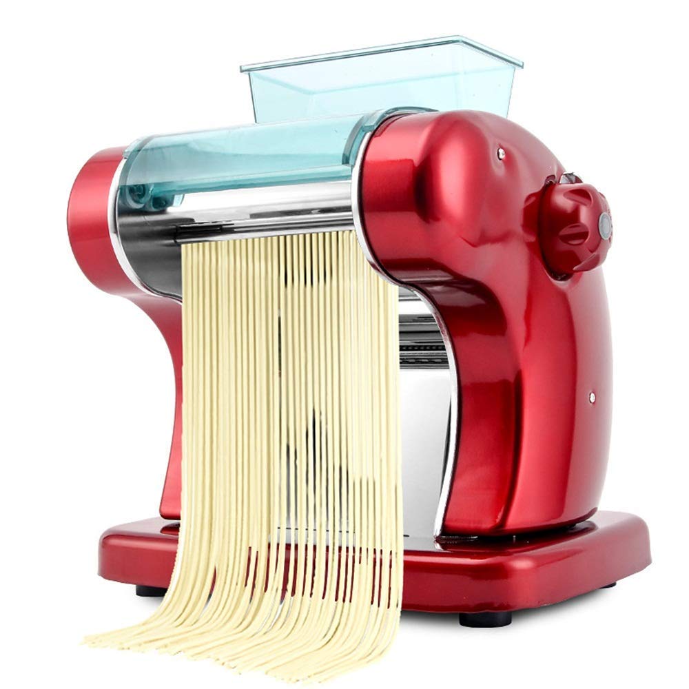 Sjdopulse Pasta Machine Pasta Maker 220V Electric Noodle Press Machine Spaghetti Commercial Stainless Steel Dough Cutter Dumplings Roller Noodles Hanger 6 Speed