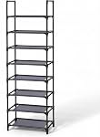 SONGMICS Shoe Rack, 8-Tier Shoe Shelf, Shoe Storage Organizer, Metal Frame, Non-Woven Fabric Shelves, for Entryway, Bedroom, 28 x 46 x 145 cm, Black ULSR24BK