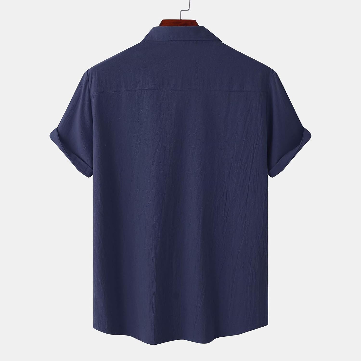 Ymosrh Men's Shirts Summer Solid Color Cotton Linen Short Sleeve Shirt Casual Fashion Loose Lapel Shirt Button Down, M-5XL