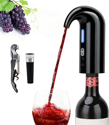 Juego de dispensador eléctrico de vino  Decantador automático de vino y vertedor con pantalla LED, control inteligente de vertido de 6.8 fl oz,