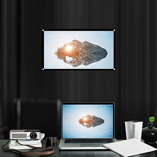 Vista 4 de Pantalla de proyector para exteriores de 2 lados, pantalla de proyector de 60 pulgadas, 16:9, gruesa, portátil, sin arrugas, de poliéster blanco