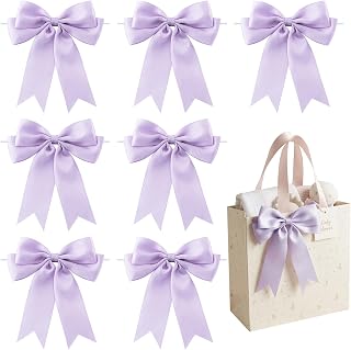Light Pulpre Satin Bows for Gift Wrapping, 5.5inch Ribbon Gift Bows for Birthday, Wedding, Party,Christmas Decoration,Valentines Day Bow,24 Pcs