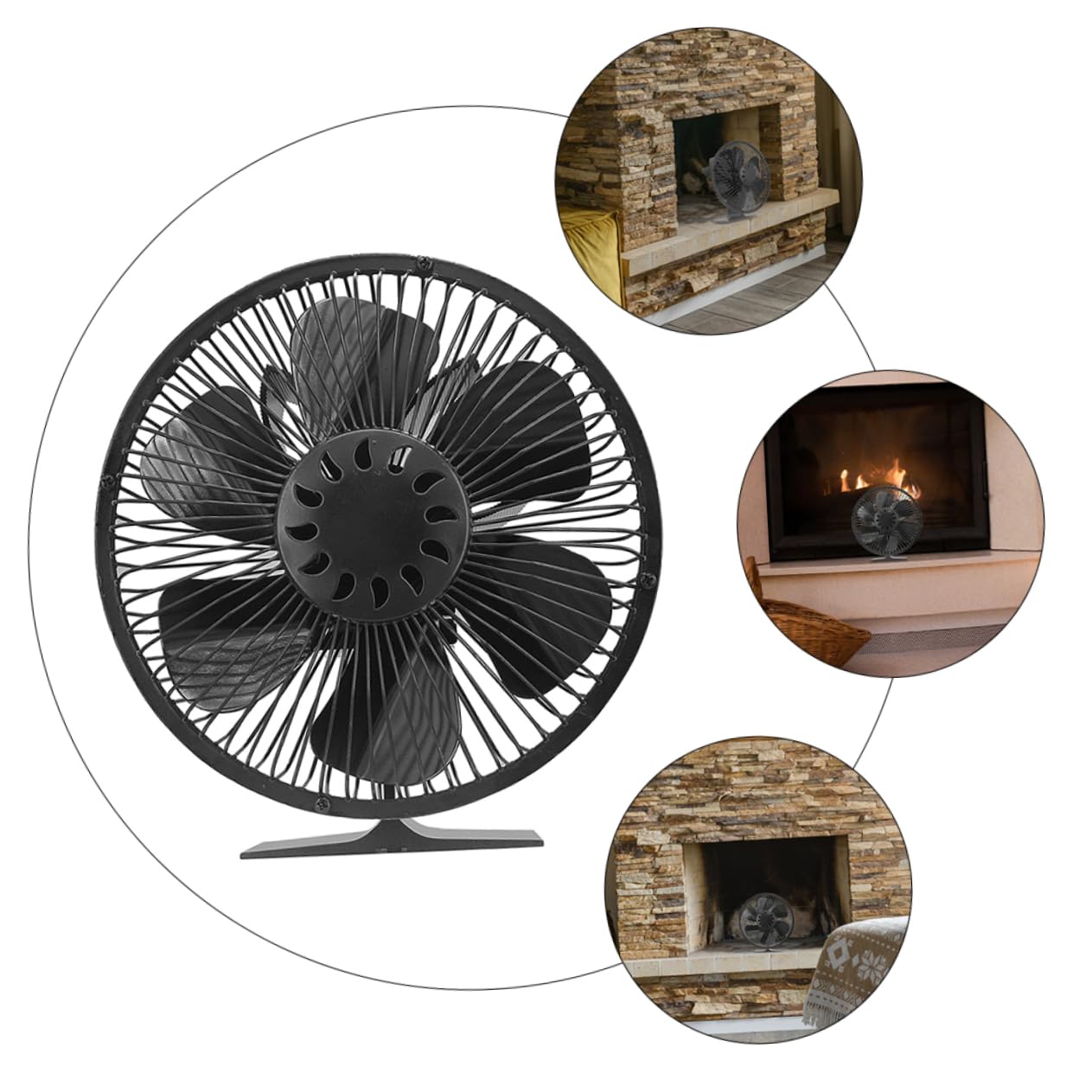 Cabilock Ventilador De Chimenea De 6 Aspas Portátil y Práctico Para Estufas De Leña