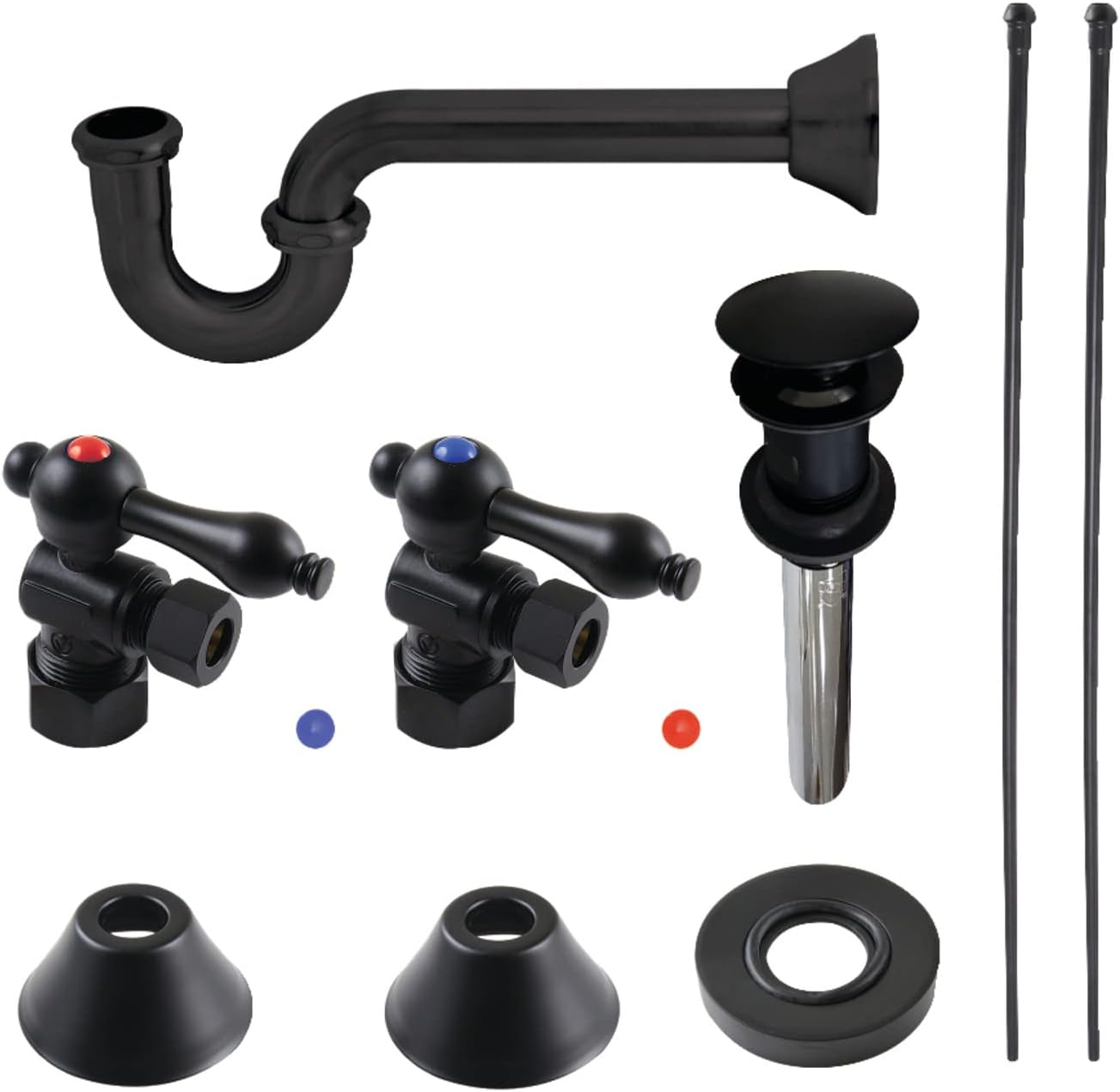 Kingston Brass CC53300VOKB30 Trimscape Traditional Plumbing Sink Trim Kit with P-Trap and Overflow Drain in Matte Black